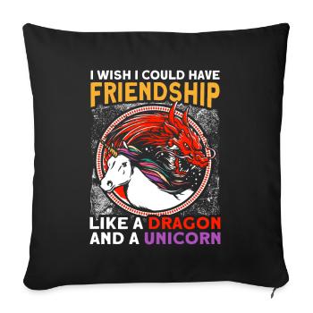 Amitié Dragon Licorne Licorne Amoureux - Housse de coussin décorative 45 x 45 cm - noir - Devant