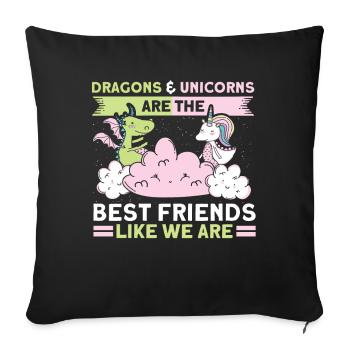 Amis Dragon Licorne Licorne Amoureux - Housse de coussin décorative 45 x 45 cm - noir - Devant