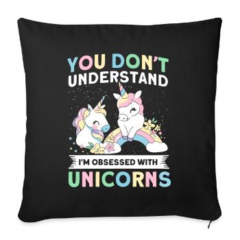 Obsessed Dragon Unicorn Unicorn Lovers - Sofa pillowcase 17,3'' x 17,3'' (45 x 45 cm) - black - Front