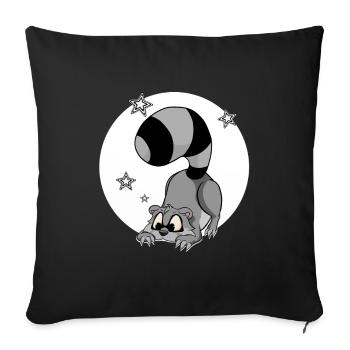mignon raton laveur, chemise, chemise de couchage, sweat à capuche, bande dessinée - Housse de coussin décorative 45 x 45 cm - noir - Devant