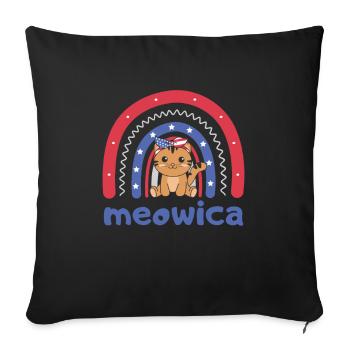 Chat pour le quatrième juillet USA Rainbow Meowica - Housse de coussin décorative 45 x 45 cm - noir - Devant
