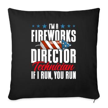 Drôle de feu d’artifice pyrotechnicien disant - Housse de coussin décorative 45 x 45 cm - noir - Devant