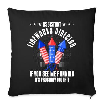 Drôle de feu d’artifice pyrotechnicien disant - Housse de coussin décorative 45 x 45 cm - noir - Devant