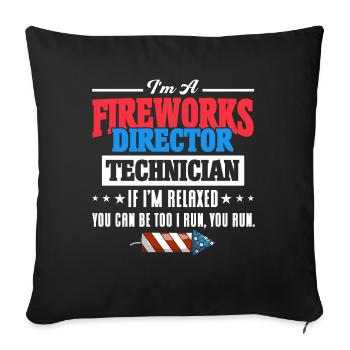 Drôle de feu d’artifice pyrotechnicien disant - Housse de coussin décorative 45 x 45 cm - noir - Devant