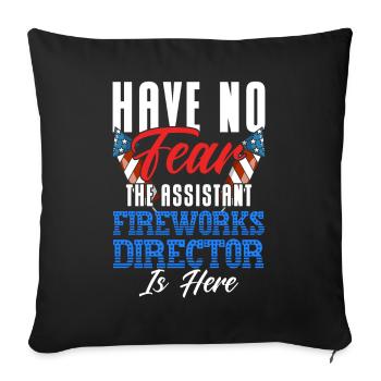 Drôle de feu d’artifice pyrotechnicien disant - Housse de coussin décorative 45 x 45 cm - noir - Devant