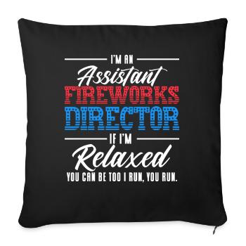 Drôle de feu d’artifice pyrotechnicien disant - Housse de coussin décorative 45 x 45 cm - noir - Devant