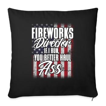 Drôle de feu d’artifice pyrotechnicien disant - Housse de coussin décorative 45 x 45 cm - noir - Devant