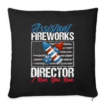 Drôle de feu d’artifice pyrotechnicien disant - Housse de coussin décorative 45 x 45 cm - noir - Devant