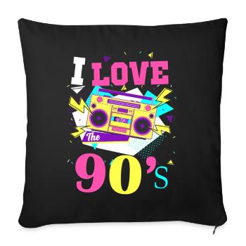 Années 1990 90 I Heart Nineties I Love the 90's Old - Housse de coussin décorative 45 x 45 cm - noir - Devant