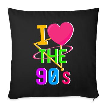 Années 1990 90 I Heart Nineties I Love the 90's Old - Housse de coussin décorative 45 x 45 cm - noir - Devant