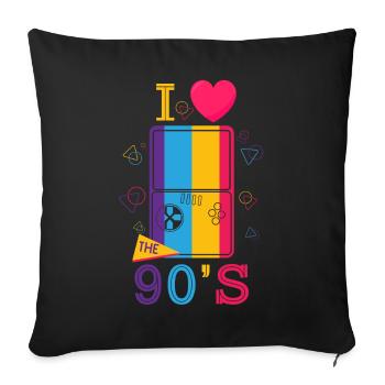 Années 1990 90 I Heart Nineties I Love the 90's Old - Housse de coussin décorative 45 x 45 cm - noir - Devant