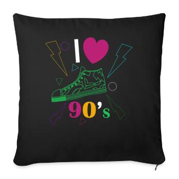 Années 1990 90 I Heart Nineties I Love the 90's Old - Housse de coussin décorative 45 x 45 cm - noir - Devant