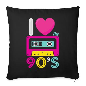 Années 1990 90 I Heart Nineties I Love the 90's Old - Housse de coussin décorative 45 x 45 cm - noir - Devant