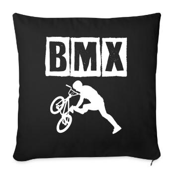 bmx race vélo cycliste rider trick - Housse de coussin décorative 45 x 45 cm - noir - Devant