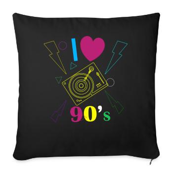 Années 1990 90 I Heart Nineties I Love the 90's Old - Housse de coussin décorative 45 x 45 cm - noir - Devant