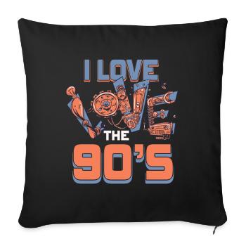 1990's 90s I Heart Nineties I Love the 90's Old - Sofakissenbezug 45 x 45 cm - Schwarz - Vorne