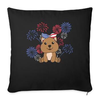 4th of July american Quokka kids usa feuerwerk - Sofakissenbezug 45 x 45 cm - Schwarz - Vorne