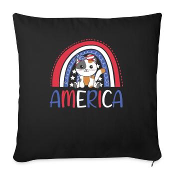 4 juillet chat américain pour enfants mignon chat américain - Housse de coussin décorative 45 x 45 cm - noir - Devant