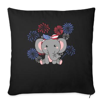 4th of July american Elefant kids usa feuerwerk - Sofakissenbezug 45 x 45 cm - Schwarz - Vorne