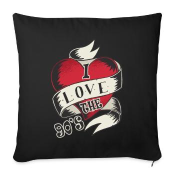 Années 1990 90 I Heart Nineties I Love the 90's Old - Housse de coussin décorative 45 x 45 cm - noir - Devant