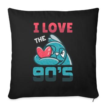 1990's 90s I Heart Nineties I Love the 90's Old - Sofakissenbezug 45 x 45 cm - Schwarz - Vorne