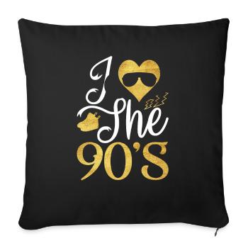 Années 1990 90 I Heart Nineties I Love the 90's Old - Housse de coussin décorative 45 x 45 cm - noir - Devant