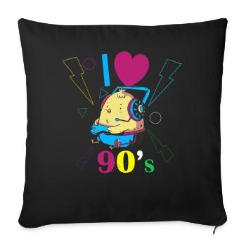 Années 1990 90 I Heart Nineties I Love the 90's Old - Housse de coussin décorative 45 x 45 cm - noir - Devant