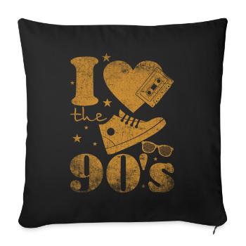 Années 1990 90 I Heart Nineties I Love the 90's Old - Housse de coussin décorative 45 x 45 cm - noir - Devant