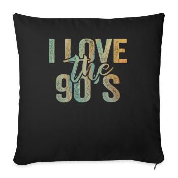 1990's 90s I Heart Nineties I Love the 90's Old - Sofakissenbezug 45 x 45 cm - Schwarz - Vorne