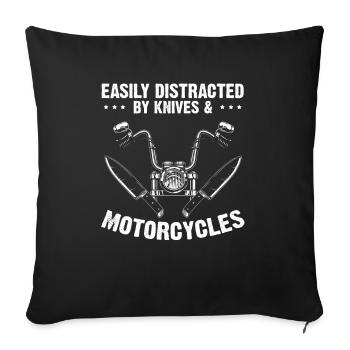 Couteaux et motos Collectionneurs de couteaux Motards - Housse de coussin décorative 45 x 45 cm - noir - Devant