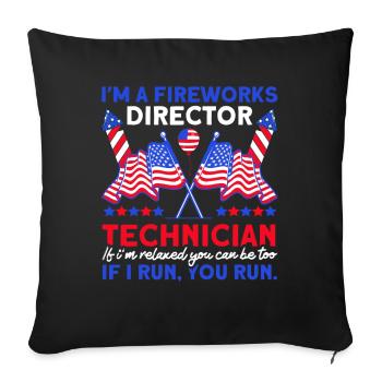 Drôle de feu d’artifice pyrotechnicien disant - Housse de coussin décorative 45 x 45 cm - noir - Devant