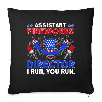 Drôle de feu d’artifice pyrotechnicien disant - Housse de coussin décorative 45 x 45 cm - noir - Devant