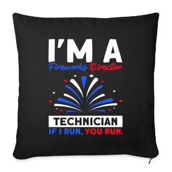 Drôle de feu d’artifice pyrotechnicien disant - Housse de coussin décorative 45 x 45 cm - noir - Devant