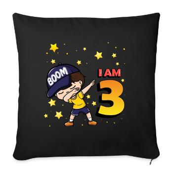Boom J’ai 3 | Anniversaire Garçon | Fête d’anniversaire 3rd - Housse de coussin décorative 45 x 45 cm - noir - Devant