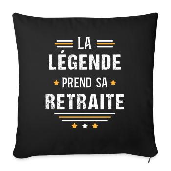 Retraité retraite cadeau de départ humour carrière - Housse de coussin décorative 45 x 45 cm - noir - Devant