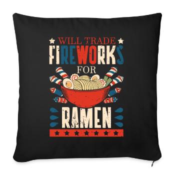 Échangez des feux d’artifice contre des ramen | amateurs de ramen | - Housse de coussin décorative 45 x 45 cm - noir - Devant