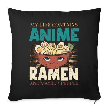My Life contient des ramen animés et des personnes du 3 mai - Housse de coussin décorative 45 x 45 cm - noir - Devant