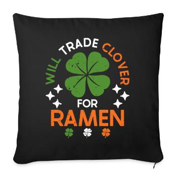 Échangez le trèfle contre des ramen | | amateur de ramen Japon - Housse de coussin décorative 45 x 45 cm - noir - Devant