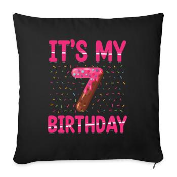 It's My 7th Birthday | Sprinkles Theme | - Sofa pillowcase 17,3'' x 17,3'' (45 x 45 cm) - black - Front
