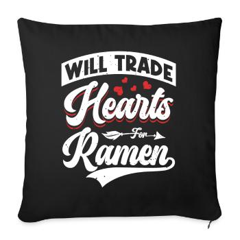 Échangez des cœurs contre des ramen | | amateur de ramen - Housse de coussin décorative 45 x 45 cm - noir - Devant