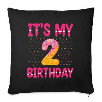 Es Ist Mein 2. Geburtstag | Sprinkles Thema | - Sofakissenbezug 45 x 45 cm - Schwarz - Vorne