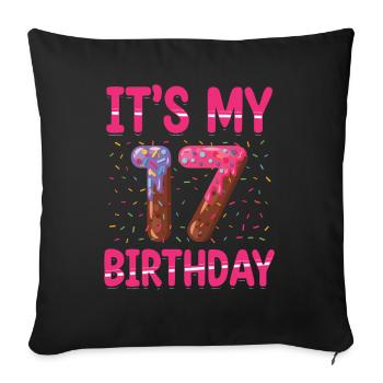 C’est mon 17e anniversaire | Saupoudrer des | à thème - Housse de coussin décorative 45 x 45 cm - noir - Devant