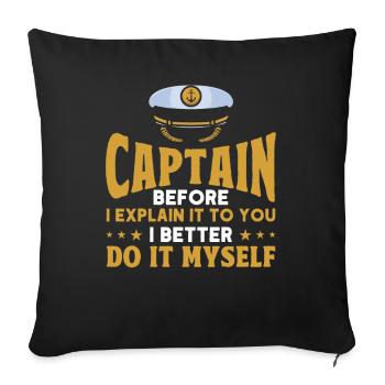 Amoureux du bateau Capitaine de bateau Capitaines - Housse de coussin décorative 45 x 45 cm - noir - Devant