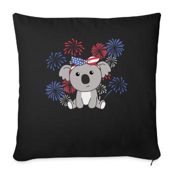 4th of July american Koala kids usa feuerwerk - Sofakissenbezug 45 x 45 cm - Schwarz - Vorne