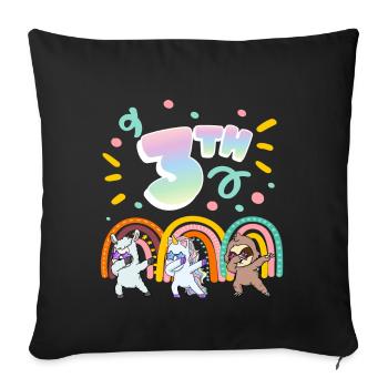 3rd Birthday Dabbing Llama Unicorn Sloth | 3rd - Sofa pillowcase 17,3'' x 17,3'' (45 x 45 cm) - black - Front