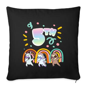 5th Birthday Dabbing Llama Unicorn Sloth | 5th - Sofa pillowcase 17,3'' x 17,3'' (45 x 45 cm) - black - Front
