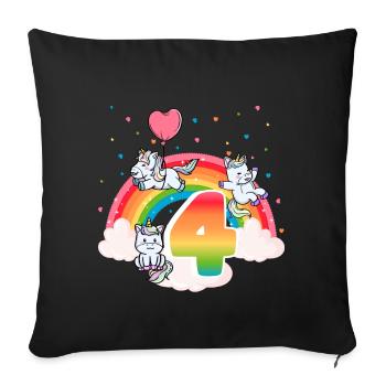 4th Birthday Dabbing Llama Unicorn Sloth | 4th - Sofakissenbezug 45 x 45 cm - Schwarz - Vorne