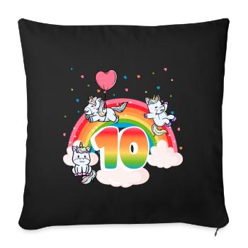 10th Birthday Dabbing Llama Unicorn Sloth | 10th - Sofa pillowcase 17,3'' x 17,3'' (45 x 45 cm) - black - Front