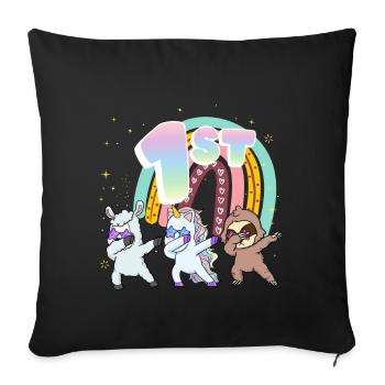 1st Birthday Dabbing Llama Unicorn Sloth | 1st - Sofa pillowcase 17,3'' x 17,3'' (45 x 45 cm) - black - Front