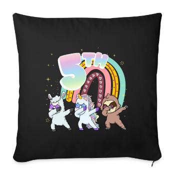 5th Birthday Dabbing Llama Unicorn Sloth | 5th - Sofa pillowcase 17,3'' x 17,3'' (45 x 45 cm) - black - Front
